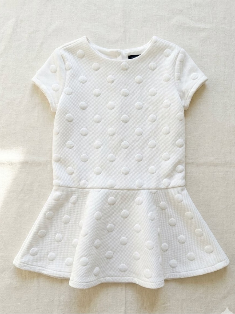 Tommy Hilfiger Kids White Raised Dot Peplum Dress 4T